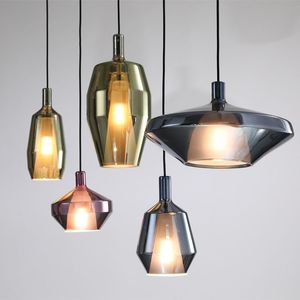 Luces colgantes de cristal nórdico, lámpara colgante creativa de Color para restaurante, decoración de dormitorio, accesorios de iluminación para el hogar, Lamparas