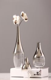 Nordic Glas Vase Kreative Silber Gradienten Getrocknete Blumen Vase Desktop Ornamente Hause Dekoration Spaß Geschenke Pflanzen Töpfe Einrichtung T24678539