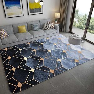 Nordique Gradient Grey Geométrique Marble Tapis salon Fashion Fashion Luxury Floor Mats pour chambre de lit de chambre à coucher 210626