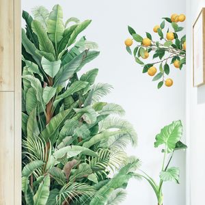 Nordic Groene Bladeren Muurstickers Voor Slaapkamer Woonkamer Decoratieve Vinyl Muurstickers Tropische Planten DIY Kid Deur Behang