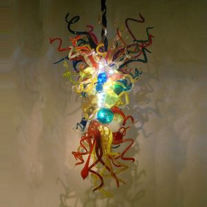 Lampe à suspension nordique multicolore éclairage de Noël lustre en verre soufflé à la main 24 par 40 pouces pour bureau salon salle à manger décoration artistique