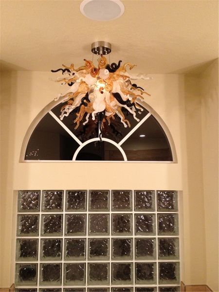 Lámpara de araña de decoración nórdica para el hogar, luces de techo en espiral de cristal de Murano blanco y negro de Lava modernas, accesorios de diseño Interior