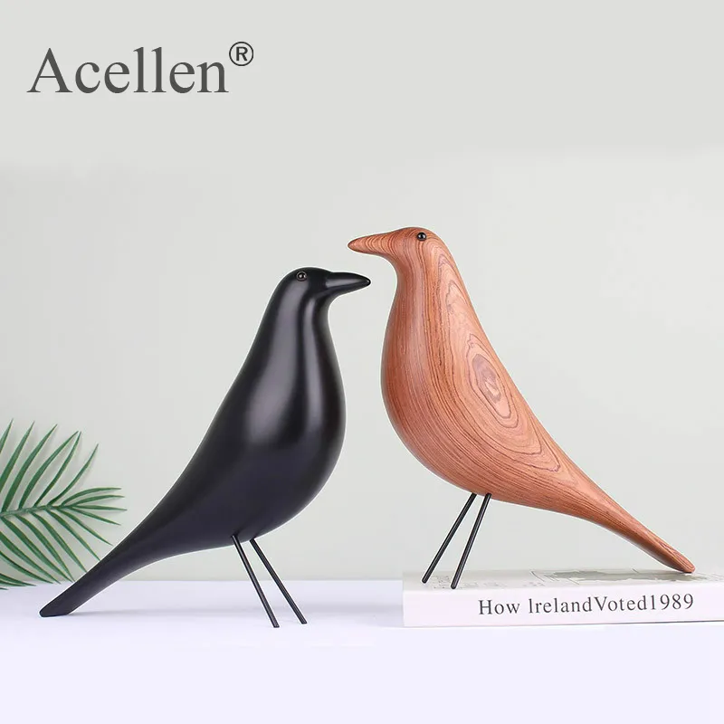 Nordic House Figurine Figurine En Bois Pigeon Sculptures Accueil Décor