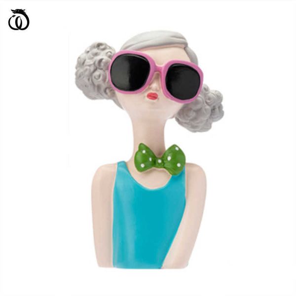 Nordique individualité lunettes de soleil fille résine Figurine moderne décor à la maison Art Statue salon décoration accessoires Sculpture