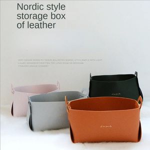 Nordic Ins Kast Veranda Sleutel Cosmetische Desktop Grote Opbergdoos Mand PU Lederen Ornamenten Snacks Thuis Creativiteit