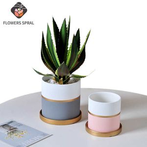 Nordic ins keramische licht luxe mode keramische plant bloem potten, bureau en eettafel decoraties, creatieve geschenken 210615