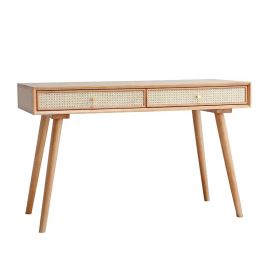 Nordic Ins Solid Wood Desk Minimalistische moderne computer Japans rattan geweven studiebureau klein huishoudelijke make -updesk