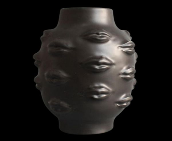 Nordique Ins Style personnalité créative visage Vase moderne minimaliste lèvres en céramique florale maison Bar librairie décoration ornements 21043806189