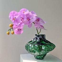 Vase d'art nordique irrégulière de la vallée, design moderne en verre, articles de fleurs de l'hôtel Home Art, décoration de table, cadeau d'anniversaire