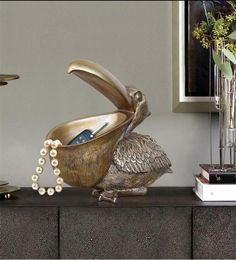 Joyería nórdica almacenamiento de llaves resina pájaro grande manualidades decoración dormitorio sala de estar entrada mesa de oficina ornamento de tucán Y2001063790160
