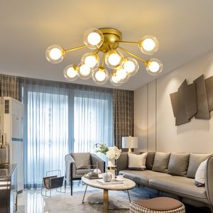 Lampe nordique LED Plafonds pour la salle à manger pour chambre à coucher décoration de salon boule de verre noir / or d'éclairage intérieur