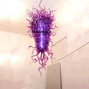 Noordse lampen LED Purple Glass Bubble Light Fixture Villa Kroonluchter Lichten Loft Hanghangende hangende lamp 24 bij 52 inch