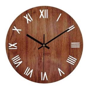 Reloj de pared grande nórdico, reloj de pared moderno de madera para sala de estar, dormitorio, relojes amarillos silenciosos, decoración Mural Pendule para oficina y cocina H1230