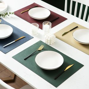 Nordic Leather Placemats Waterdichte Olieproof Western Table Pads Servies Solid Color Antislip Bowl Mat W220406