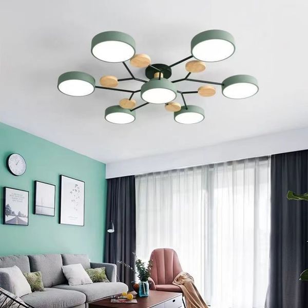 Louleurs de plafond LED nordiques pour la chambre de salon décor de plafond moderne lampes de plafond intérieure en bois d'éclairage de lustre