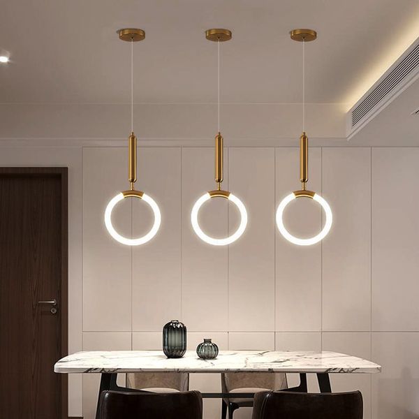 Suspension LED nordique 360 ﾰ lueur chambre chevet Art lampe suspendue magasin de vêtements de luxe escalier lampe en forme de U