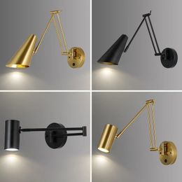 Lampe murale nordique ￠ LED nordique lampes en fer modernes pour le salon chambre ￠ coucher d￩cor de la maison de lecture de chevet r￩glable luminaires muraux