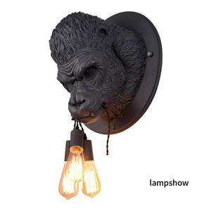 Noordse LED -wandlampen orangutan bijtlijn lamp creatief slaapkamer huisdecoratie licht woonkamer muur sconce caf￩ bar verlichting