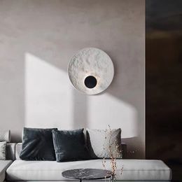 Lámparas de pared circulares de arte de resina para Loft, luz nórdica, lámpara de noche para dormitorio, iluminación interior, apliques de decoración del hogar