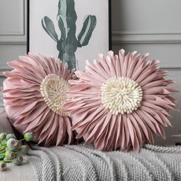 Nordic Light Luxe ins windbloemkussensomslag Sun Flower Zonnebloem Chrysanthemum Bed Hhead Pillowcover Sofa Cushion Covers WLL1649
