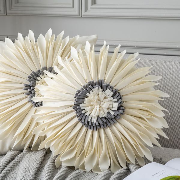Funda de almohada nórdica ligera de lujo Ins Wind Flower, funda de almohada para cabeza de cama, girasol, crisantemo, funda de cojín de sofá