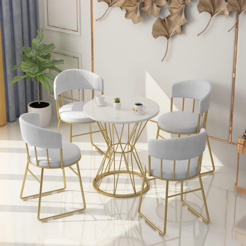 Nordic Light Luxury Negotiation Table Living Room Furniture Cafe Dessert Shop Metal Chair For Indoor Home Decor