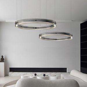 Ligne nordique Led Lustre pendentif lumières salon minimalisme verre Dimmable Lustre éclairage Led Luminarias suspension lampe