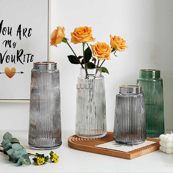 Salon nordique vase en verre décoratif vases de table moderne Transparent Vases à fleurs séchées décoration de la maison décor de table grand Vase HKD230823