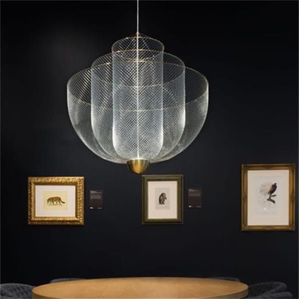 Lámpara colgante de sala de estar nórdica, lámpara de dormitorio de restaurante con personalidad, lámpara de jaula de red minimalista moderna, iluminación de comedor de moda 3157
