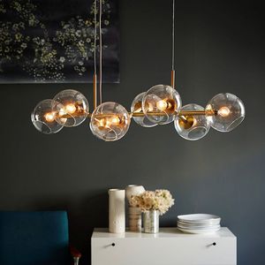 Lampes suspendues en forme de boule de verre, style nordique, Design moléculaire créatif, Winehouse, salon, cuisine, Bar, E14