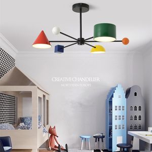 Nordic Loft Minimalistische Hanglamp Creatieve Geometrische Macaron Cartoon Design Slaapkamer Kinderkamer LED Hanging Lighting