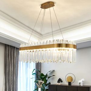 Lustres de luxe nordiques pendentif en cristal plafonniers pour salon salle à manger cuisine pendentif en or décor éclairage intérieur