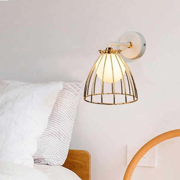 Lámpara de pared nórdica de lujo con red de hierro, dorada y negra, Simple Led G9, accesorios de iluminación modernos, decoración para dormitorio, mesita de noche, sala de estar/comedor, cafetería