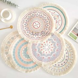 Noordse mat plaats afdrukken 33 cm tafel rame katoen ronde cup pot coaster home decoratie eetkussen tabelgare placemat th0793 ware mat