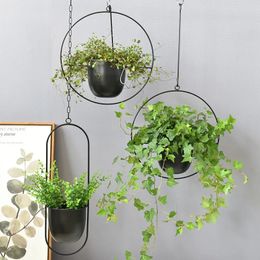 Chaîne suspendue en métal nordique, panier de fleurs, jardinière de plantes, Pot de jardin, support de Vase, décoration de balcon de maison, 240131