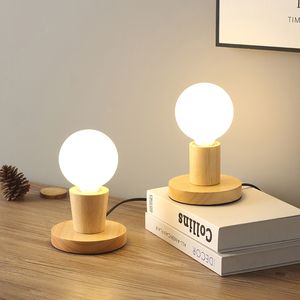 Nordic Mini Solid Wood Tafellamp Japanse-stijl Decoratieve bureaulamp Kinderbedidskastje bed