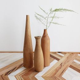 Minimalisme nordique Vase en bois pour plantes Vases de fleurs en bois massif plantes arrangement de fleurs en pot ornements de table 240329