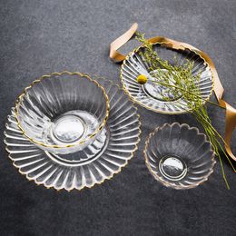 Decoración nórdica minimalista y creativa para el hogar con adornos dorados, cuencos para ensalada de frutas, cuencos de vidrio, platos, juegos de vajilla