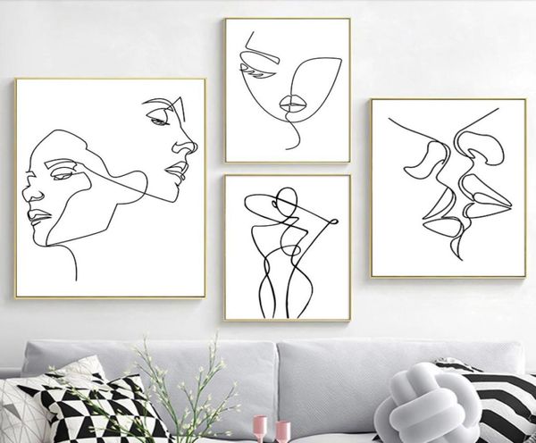 Nordiques Figures minimalistes Ligne Art Sexy Femme Corps Nude Mur Nu Paintes Drawing Affiches Privations Décoration pour le salon3867691