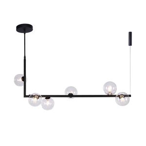 Nordique minimaliste longue boule de verre pendentif lumières ligne postmoderne restaurant bar café barre transversale bulle lampe pendentif lumières verre