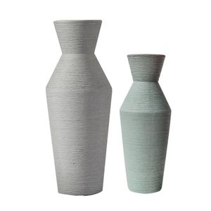 Vase en céramique de Style minimaliste nordique, avec Surface de tréfilage à la main, Arrangement floral, artisanat décoratif pour la maison et le salon