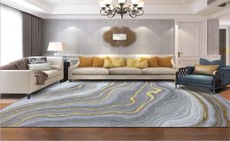 Nordic Modern Abstract Gray Gold Curve Patroon Crystal Velvet Carpet Tapets voor de moderne woonkamer Slaapkamer Rugs27119932994509