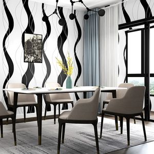 Nordic moderne abstracte gestreepte witte en zwarte streep behang papel de parede 3D suède slaapkamer woonkamer tv achtergrond muur papier rollen