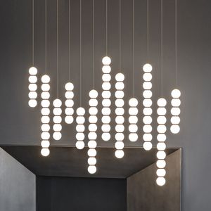 Noordse moderne creatieve snaar glazen bal lamp slaapkamer eetkamer hanglamp ontwerper persoonlijkheid ins net rode bar kroonluchter