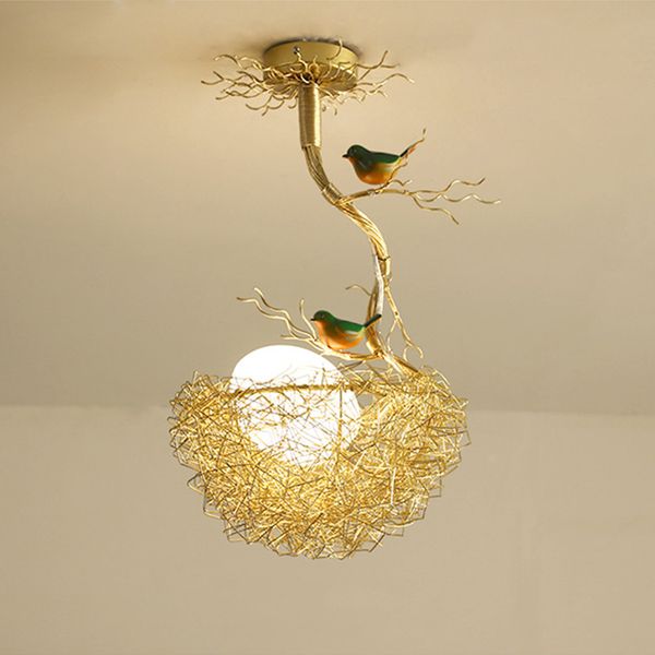 Lámparas colgantes de cristal con forma de Nido de Pájaro de diseño nórdico moderno para cocina, comedor, lámpara Led decorativa, luminaria suspendida
