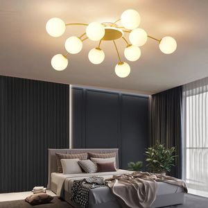 Lámpara de araña LED moderna nórdica, luz de montaje empotrado, sala de estar, dormitorio, cocina, lámpara de burbujas de cristal, accesorios, candelabros