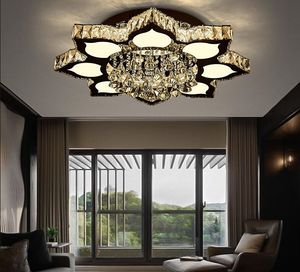 Nordic Moderne LED K9 Crystal Glass Bloem Ronde Plafondverlichting Dimbare Lichte-armaturen voor Woonkamer Slaapkamer Hotel Home Decor Myy