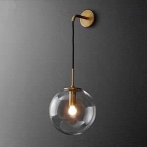 Nordique moderne mur LED lampe boule de verre américain rétro applique murale Wandlamp Aplique Murale