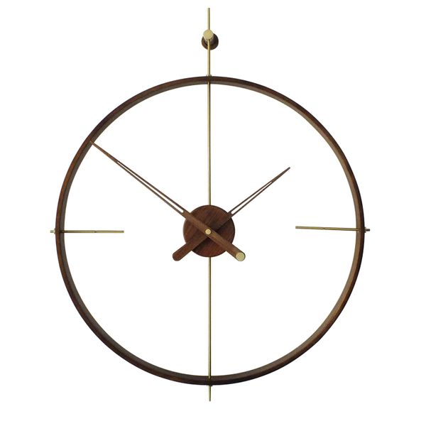 Horloge murale espagnole minimaliste moderne nordique personnalité de la mode salon salle à manger mur de fond de télévision horloge à cadre en bois massif