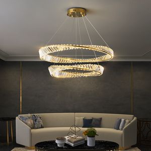 Lampes suspendues nordiques modernes à intensité variable, lustre Led en alliage de galvanoplastie, lustre en cristal de luxe pour salon et Restaurant